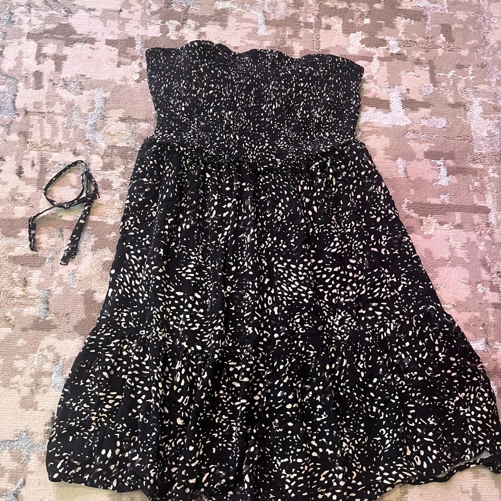 Black and White Strapless Dress